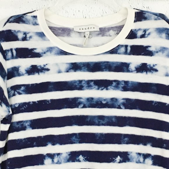 Sandro Black and White Striped Short Sleeve Tee - Picture 3 of 8